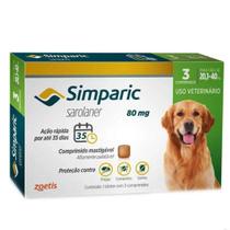 Simparic 80 mg Para Cães de 20 a 40 kg - 3 comprimidos - Zoetis