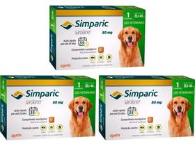 Simparic 80mg para de Cães 20,1 a 40kg - 1 Comp. - Zoetis - 3 Unidades Simparic 80mg para de Cães 20,1 a 40kg - 1 Comp. - Zoetis - 3 Unidades