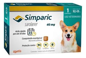 Simparic Antipulgas 40Mg 10,1 - 20Kg Cães 1 Unidade Cor Bege Simparic Antipulgas 40Mg 10,1 - 20Kg Cães 1 Unidade Cor Bege