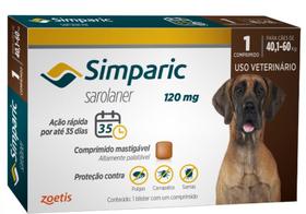 Simparic Antipulgas e Carrapatos 120mg - 40,1kg a 60kg Zoetis 1cpr