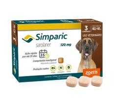 Simparic Antipulgas e Carrapatos 120mg 40,1kg a 60kg Zoetis 3cpr
