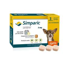 Simparic Antipulgas e Carrapatos 5mg 1,3 a 2,5kg Zoetis 3cpr Simparic Antipulgas e Carrapatos 5mg 1,3 a 2,5kg Zoetis 3cpr