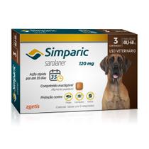 Simparic Antipulgas e Carrapatos para Cães de 40,1 a 60kg 3 Comprimidos 120mg Zoetis Simparic Antipulgas e Carrapatos para Cães de 40,1 a 60kg 3 Comprimidos 120mg Zoetis