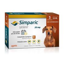 Simparic Antipulgas e Carrapatos para Cães de 5,1 a 10kg 3 Comprimidos 20mg Zoetis
