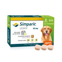 Simparic antipulgas para Cães de 20,1 a 40Kg - 80mg - cx com 3 compr - Zoetis Simparic antipulgas para Cães de 20,1 a 40Kg - 80mg - cx com 3 compr - Zoetis