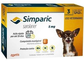 Simparic Para Cães De 1,3 A 2,5kg - 5mg - 3 Comprimidos - Zoetis