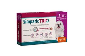 Simparic Trio Antipulgas, Carrapatos E Vermes Cães 6Mg C/ 3 Comp. Simparic Trio Antipulgas, Carrapatos E Vermes Cães 6Mg C/ 3 Comp.