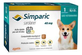 Simparic Zoetis 40 Mg 10,1 A 20 Kg 1 Unidade Simparic Zoetis 40 Mg 10,1 A 20 Kg 1 Unidade