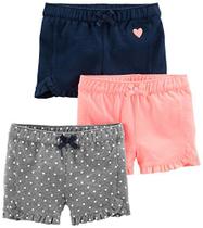 Simple Joys by Carter's Toddler Girls' Knit Shorts, Pack of 3, Pink/Grey/Navy, 2T