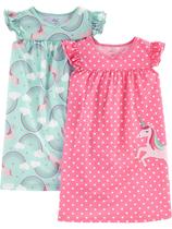 Simple Joys Conjunto com 2 Camisolas Infantis para Meninas com Estampa de Unicórnio e Arco-Íris Tamanho 6-7