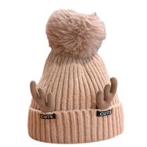 Simples Chifres Beanie Chapéu Quente Protetor de Ouvido Chapéu De Malha Chapéu À Prova de Vento para Esquiar Ao Ar Livre Camping Escalada Ciclismo - Cáqui