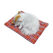Simulação gato pelúcia animais brinquedo vai chamar com tapete de pano gato adormecido a boneca brinquedo de pelúcia presentes para crianças Simulação gato pelúcia animais brinquedo vai chamar com tapete de pano gato adormecido a boneca brinquedo de pelúcia presentes para crianças