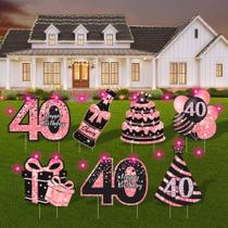 Sinais de jardim de aniversário ComboJoy 7 unidades LED 40th Women