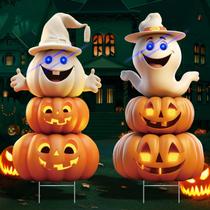Sinais de jardim de Halloween Sewrung 4 pés Ghost Pumpkin Glow Eyes Sinais de jardim de Halloween Sewrung 4 pés Ghost Pumpkin Glow Eyes