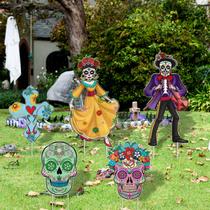 Sinais de jardim e decorações Zhynice Day of the Dead, 5 unidades