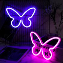 Sinais de néon, luz LED, borboleta, riakrum, decoração de Natal, 2 unidades