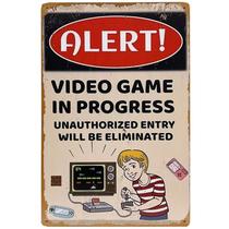 Sinal de alerta de videogame vintage para decoração de parede Retro Tin Iron Sinal de alerta de videogame vintage para decoração de parede Retro Tin Iron