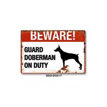 Sinal de aviso Beware Guard Doberman On Duty PVC 10 unidades/lote