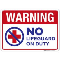 Sinal de aviso Sigo Signs No Lifeguard On Duty Alumínio 25x35cm