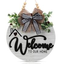 Sinal de boas-vindas FBOUPYU 3D de 30 cm para decoração de casa de fazenda com porta frontal
