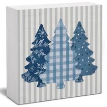 Sinal de caixa decorativo FLVGE com tema de Natal de inverno de 5x5 polegadas de madeira Sinal de caixa decorativo FLVGE com tema de Natal de inverno de 5x5 polegadas de madeira