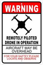 Sinal de metal CCPARTON Warning Drone em operação 30x20 cm