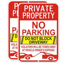 Sinal de não estacionamento, pacote com 2 unidades, propriedade privada, 45x30cm, alumínio Sinal de não estacionamento, pacote com 2 unidades, propriedade privada, 45x30cm, alumínio