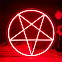 Sinal de néon Allball Satanic Pentagram, LED regulável, 33x33cm