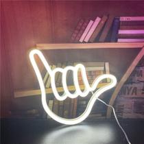 Sinal de néon decorativo QiaoFei em forma de mão 22x22cm LED Sinal de néon decorativo QiaoFei em forma de mão 22x22cm LED