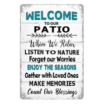 Sinal de pátio Treuoi Bem-vindo ao nosso pátio Metal 20x30cm