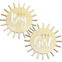 Sinal de revelação de gênero Senfaro Boho Sun Baby Boy Girl Wood