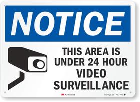 Sinal de vigilância SmartSign, vídeo de 24 horas, 10x14 cm, alumínio