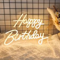 Sinal decorativo Adnkwolivt Feliz Aniversário LED Neon 42x30cm Sinal decorativo Adnkwolivt Feliz Aniversário LED Neon 42x30cm