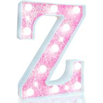 Sinal decorativo Pooqla LED Marquee Letter Light Pink Battery Sinal decorativo Pooqla LED Marquee Letter Light Pink Battery