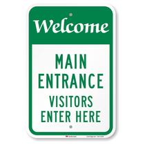 Sinal SmartSign K-7688-EG-12x18 Bem-vindo, entrada principal Sinal SmartSign K-7688-EG-12x18 Bem-vindo, entrada principal