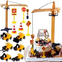 Sinalização rodoviária para escavadeira de guindaste de construção Cake Topper RUIYDZ Sinalização rodoviária para escavadeira de guindaste de construção Cake Topper RUIYDZ