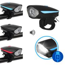 Sinalizador Bike Lanterna Dianteira LED Buzina Recarregável