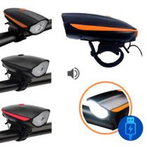 Sinalizador Bike Lanterna Dianteira LED Buzina Recarregável