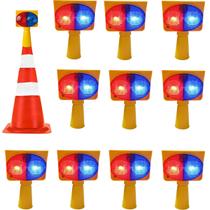 Sinalizador Solar Kit 10 Duas Cores Cone Estrada Pisca Alerta Transito Iluminaçao Acidente
