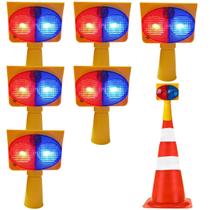 Sinalizador Solar Kit 6 Duas Cores Cone Estrada Pisca Alerta Transito Iluminaçao Acidente
