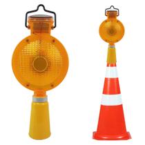 Sinalizador Solar Viário Cone Obra Luz Solar Automático Sinalização Chuva Led Energia Solar Estrada Rua Rodovia