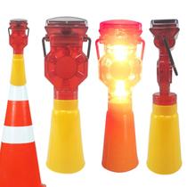Sinalizador Solar Viario Cone Sinalizaçao Kit 4 Uni Iluminaçao Estrada Rua Rodovia Segurança Obra Evita Acidentes