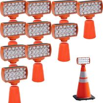 Sinalizador Solar Viario Kit 10 Duas Cores Cone Seguranca Noturna Obra Alerta Emergencia Rodovia Estrada Transito