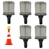 Sinalizador Solar Viario Kit 5 Uni Alerta Atencao Rodovia Estrada Rua Cone Emergencia Obra