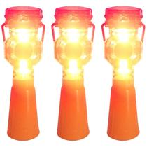 Sinalizador Viario Solar Cone Kit 3 Uni Iluminaçao Luz Automatica Estrada Rodovia Rua Sinalizaçao Segurança Evita Acidentes Obra Chuva