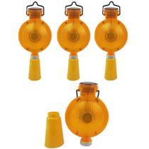 Sinalizador Viario Solar Cone Kit 4 Uni Sinalizaçao Segurança Rua Estrada Rodovia Led Fiscalizaçao Evita Acidentes