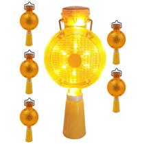 Sinalizador Viario Solar Cone Kit 6 Uni Sinalizaçao Segurança Estrada Rua Rodovia Fiscalizaçao Iluminaçao Evita Acidentes Obra Chuva