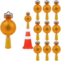 Sinalizador Viario Solar Cone Sinalizaçao Kit 11 Uni Rua Estrada Rodovia Iluminaçao Evita Acidentes Led Automatico Segurança Obra