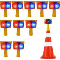 Sinalizador Viario Solar Kit 10 Cone Emergencia Acidente Rodovia Pisca Alerta Transito Obra
