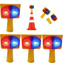 Sinalizador Viario Solar Kit 4 Duas Cores Cone Transito Atençao Emergencia Iluminaçao Acidente Sinalizador Viario Solar Kit 4 Duas Cores Cone Transito Atençao Emergencia Iluminaçao Acidente